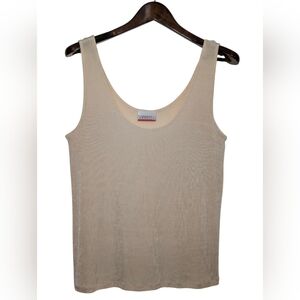 FORELLI Women's 14/16 Ribbed Scoop Neck Cream Beige Tank Top High Luster Acetate